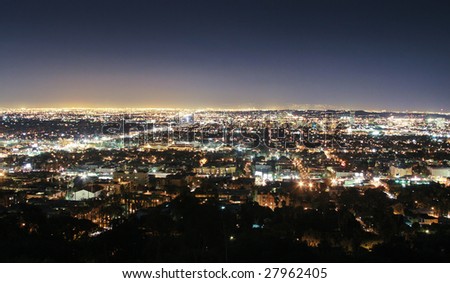 Los Angeles skyline at night, California, USA