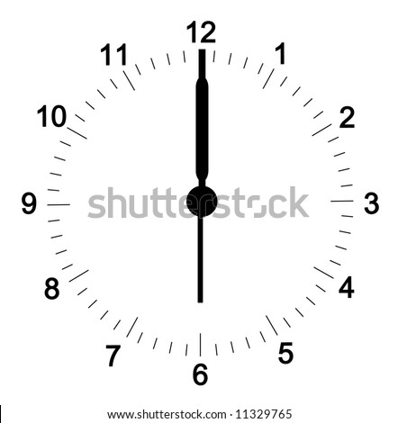 clock face with minutes set at six o'clock - hands can be  adjusted to your position - vector