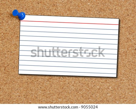 index card thumb tacked to corkboard background - add your own text