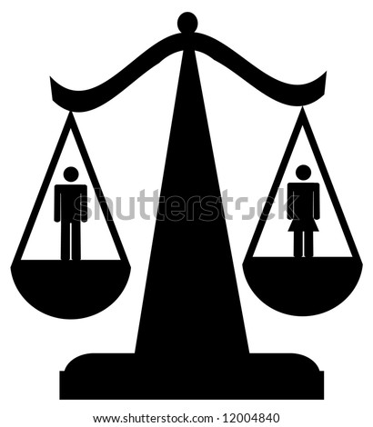 Scales Of Justice With Man And Woman - Sexual Equality Stock Photo ...