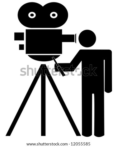 Stick Man Or Figure Standing Behind Movie Camera Stock Photo 12055585 ...