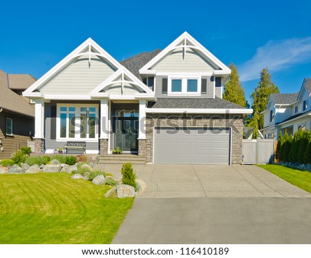 Big Custom Made Luxury House In The Suburbs Of Vancouver, Canada. Stock ...