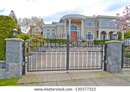 Big custom made luxury  luxury house, residence behind the gates in the suburbs of Vancouver, Canada.