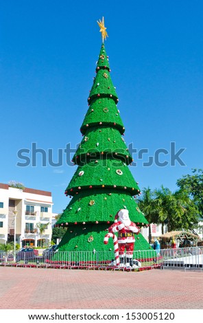 Christmas, xmas tree at the mexican city square, plaza. Vertical.