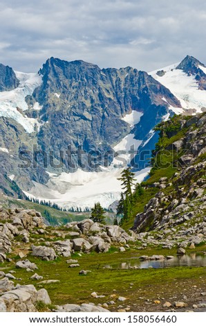 Gorgeous view, outlook at the Mount Baker lands and wilderness. North America.