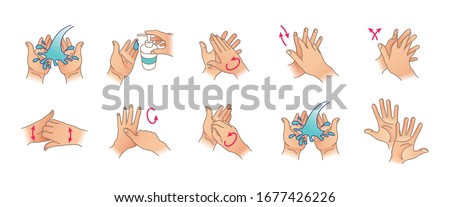 Vector illustration of washing your hands. Cleaning and disinfecting hands for your design