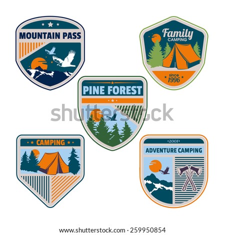 Vector vintage set of camping badges and logotype emblems for your design