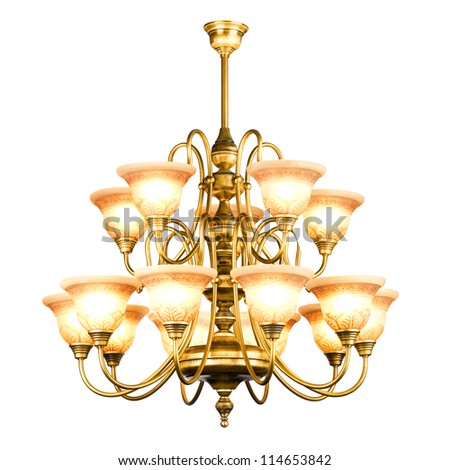 Vintage chandelier isolated on white background with clipping path