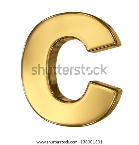 Letter C from gold solid alphabet Stok fotoğraf © 
