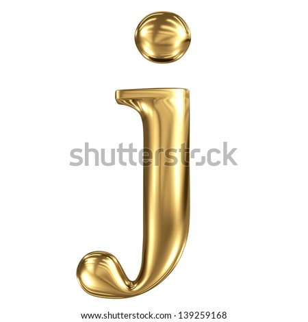 Golden letter j lowercase high quality 3d render isolated on white ...