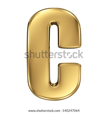 Letter C from gold solid alphabet. Stok fotoğraf © 