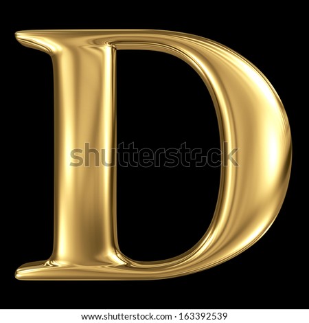 Golden Shining Metallic 3d Symbol Capital Letter D - Uppercase Isolated ...