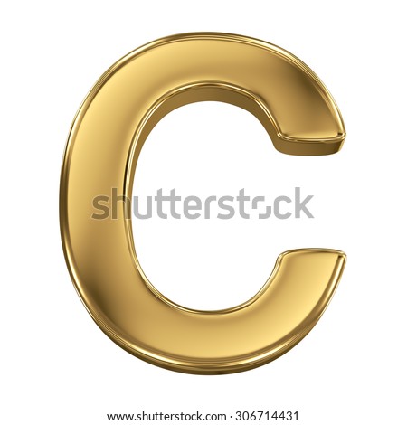 Golden shining metallic 3D symbol letter C - isolated on white Stok fotoğraf © 