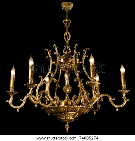 chandelier in vintage style isolated on black