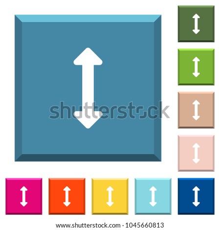 Resize vertical white icons on edged square buttons in various trendy colors