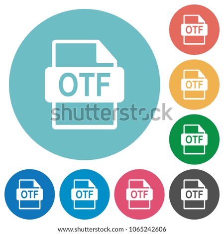 OTF file format flat white icons on round color backgrounds