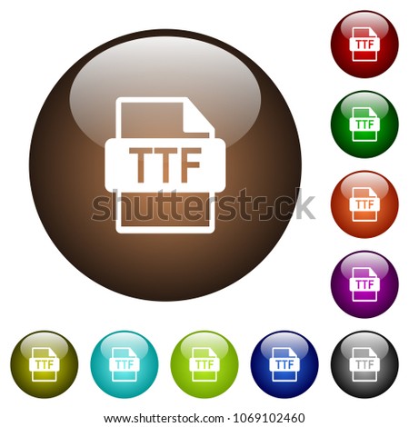 TTF file format white icons on round color glass buttons