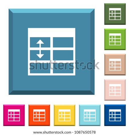 Spreadsheet adjust table row height white icons on edged square buttons in various trendy colors
