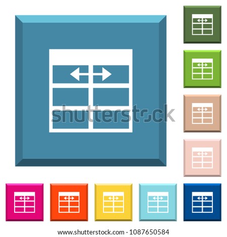 Spreadsheet adjust table column width white icons on edged square buttons in various trendy colors