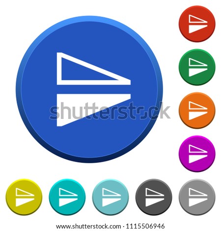 Flip vertical round color beveled buttons with smooth surfaces and flat white icons