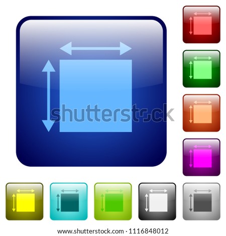 Element dimensions icons in rounded square color glossy button set