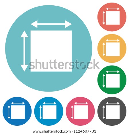 Elemet dimensions flat white icons on round color backgrounds