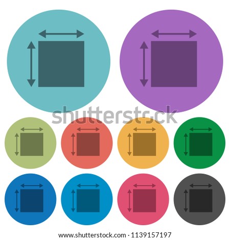 Elemet dimensions darker flat icons on color round background