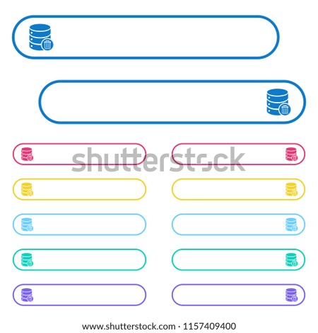 Delete from database icons in rounded color menu buttons. Left and right side icon variations.