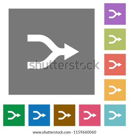 Merge arrows flat icons on simple color square backgrounds