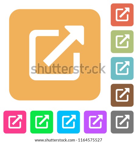 Open in new window flat icons on rounded square vivid color backgrounds.