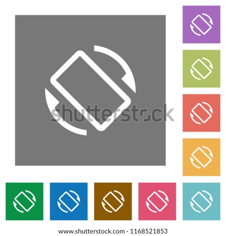 Mobile screen automatic rotation flat icons on simple color square backgrounds