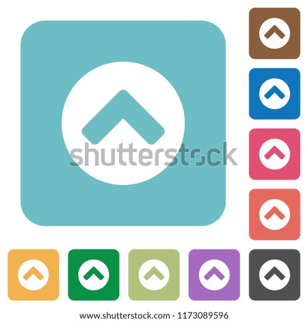 Chevron up white flat icons on color rounded square backgrounds