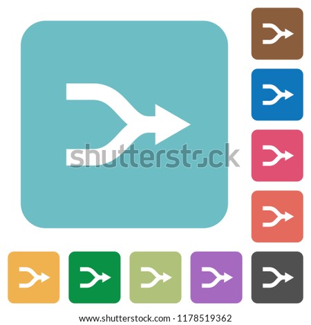 Merge arrows white flat icons on color rounded square backgrounds