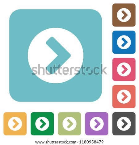 Chevron right white flat icons on color rounded square backgrounds