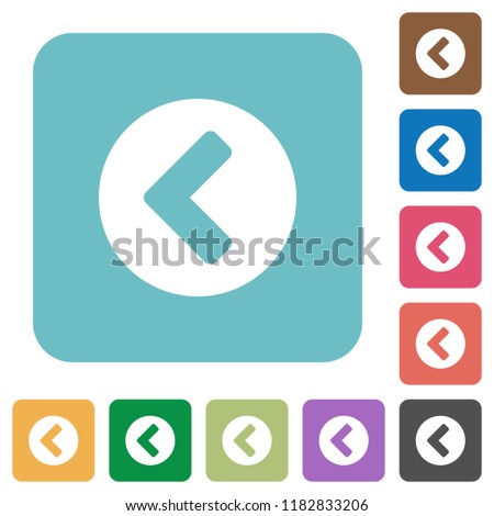 Chevron left white flat icons on color rounded square backgrounds