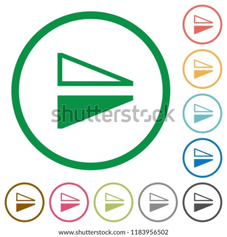 Flip vertical flat color icons in round outlines on white background