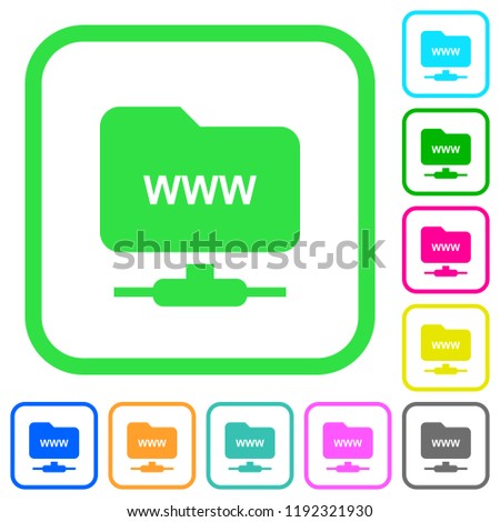 FTP webroot vivid colored flat icons in curved borders on white background
