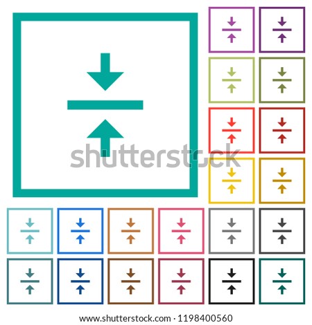 Vertical align center flat color icons with quadrant frames on white background