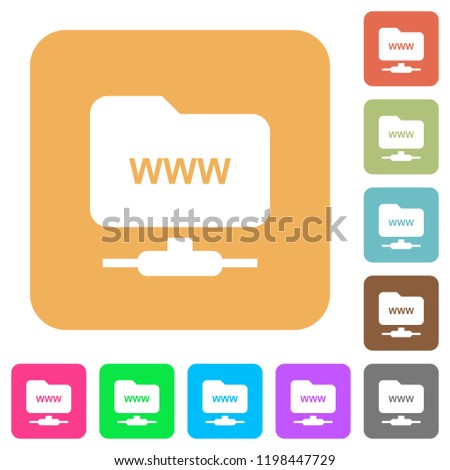 FTP webroot flat icons on rounded square vivid color backgrounds.