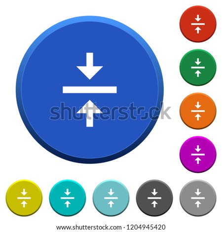 Vertical align center round color beveled buttons with smooth surfaces and flat white icons