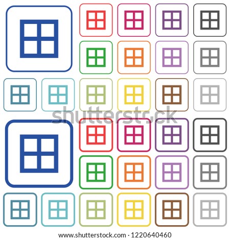 All borders color flat icons in rounded square frames. Thin and thick versions included.