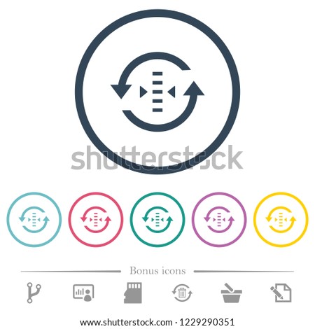 Adjust refresh rate flat color icons in round outlines. 6 bonus icons included.