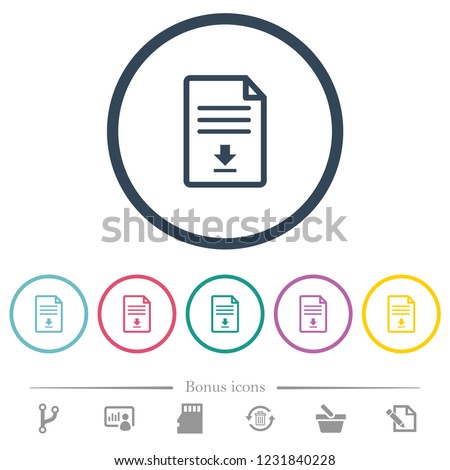 Download document flat color icons in round outlines. 6 bonus icons included.