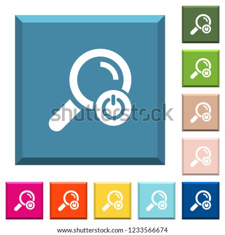 Exit from search white icons on edged square buttons in various trendy colors