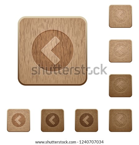 Chevron left on rounded square carved wooden button styles