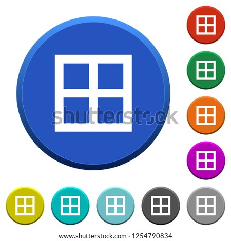 All borders round color beveled buttons with smooth surfaces and flat white icons
