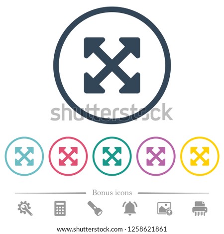 Resize full alt flat color icons in round outlines. 6 bonus icons included.