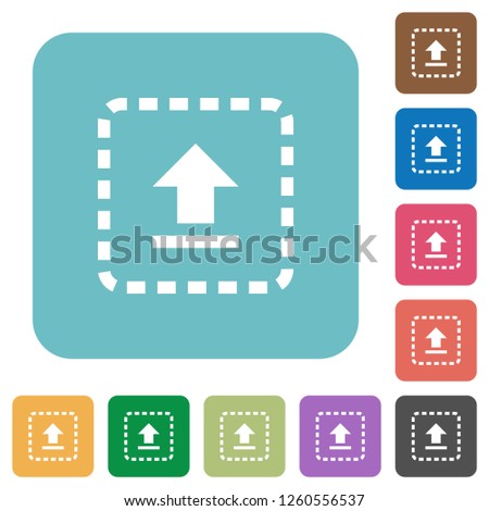 Drag to upload white flat icons on color rounded square backgrounds