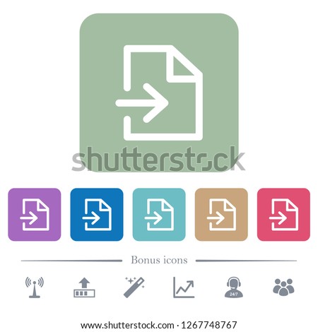 Import white flat icons on color rounded square backgrounds. 6 bonus icons included