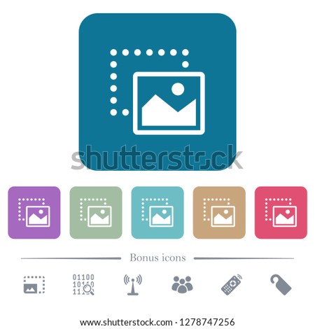 Drag image to bottom right white flat icons on color rounded square backgrounds. 6 bonus icons included